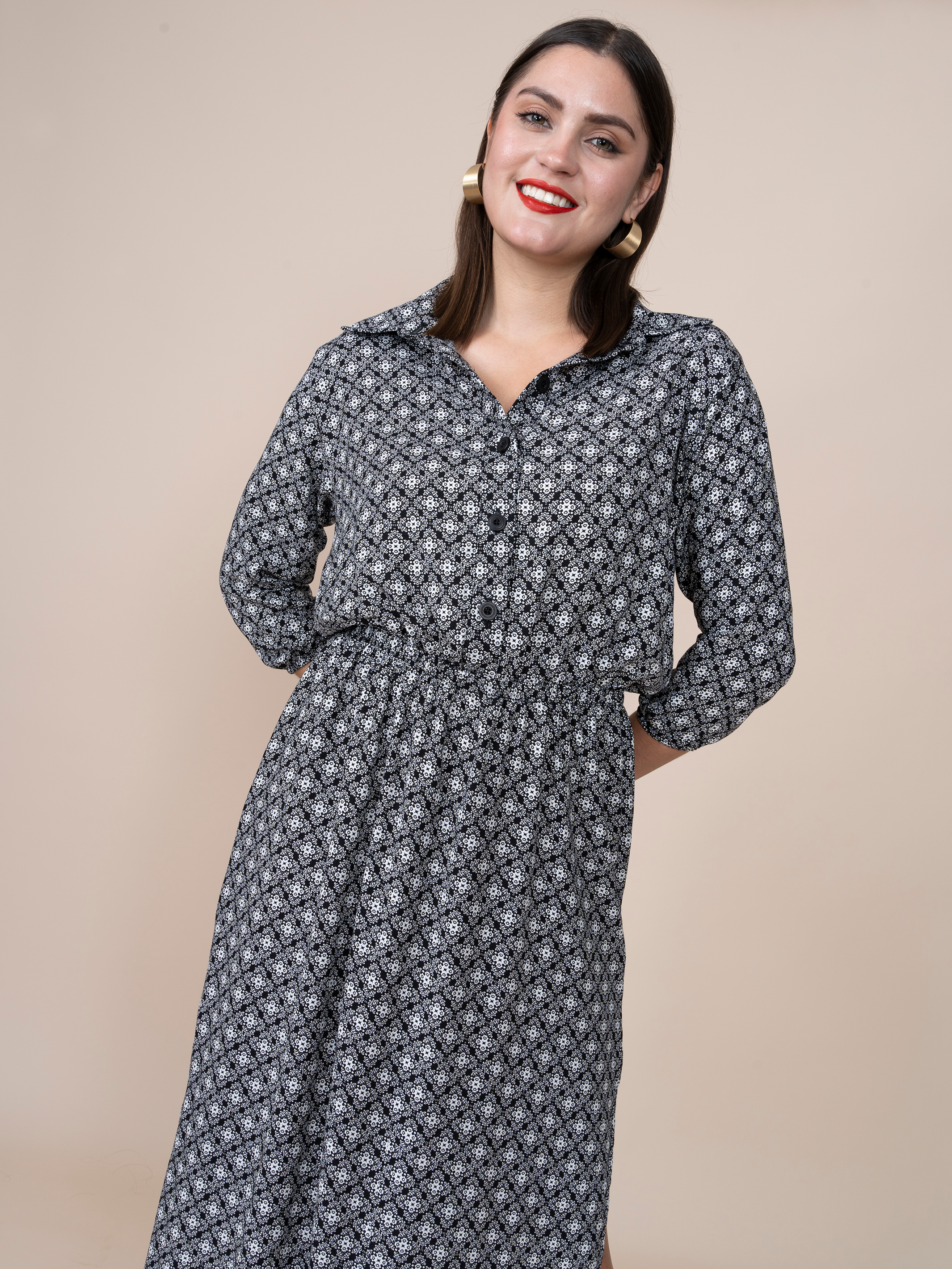 Carmen Neutral Print Dress