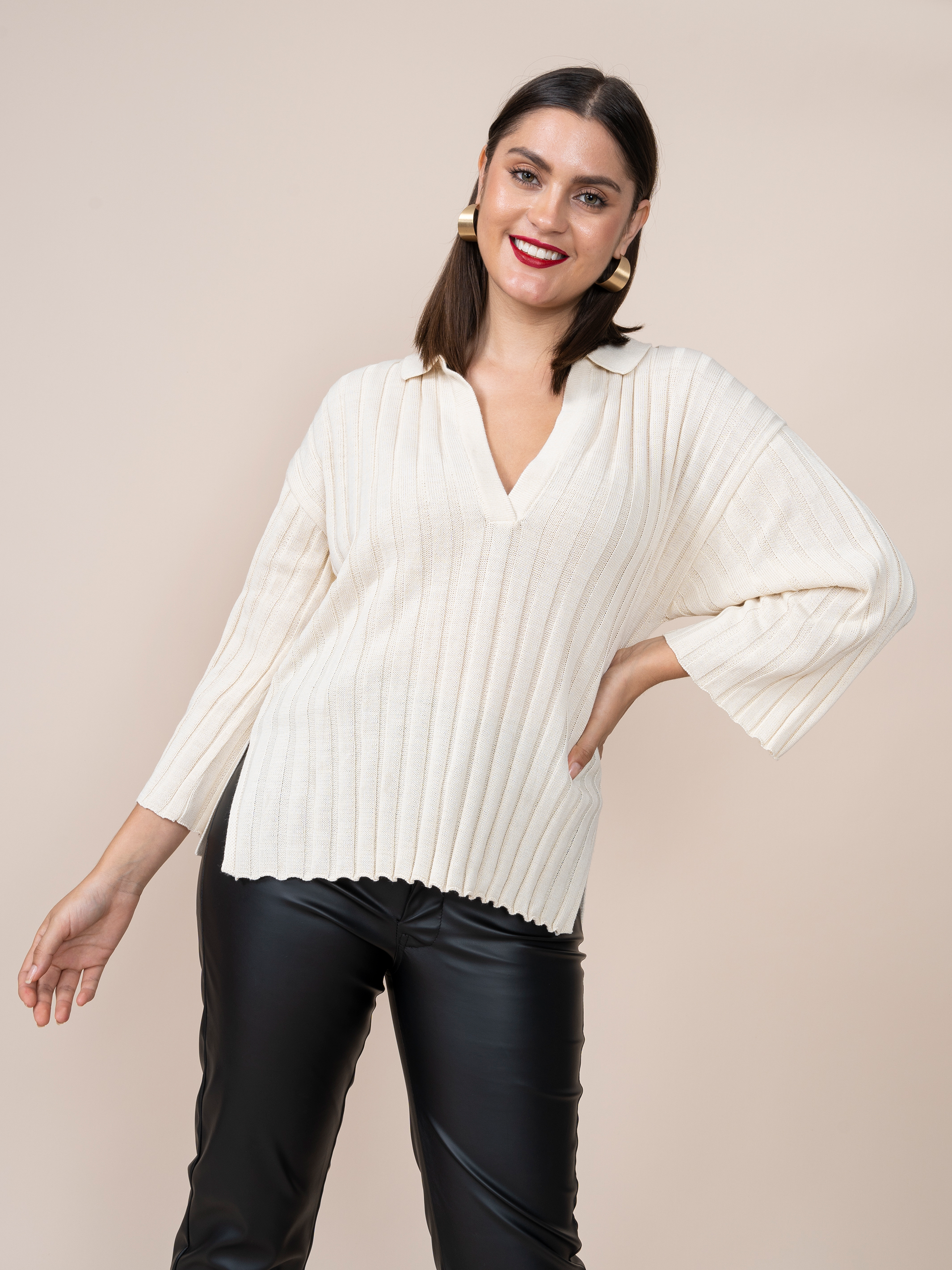 Paula Beige Knitted Sweater