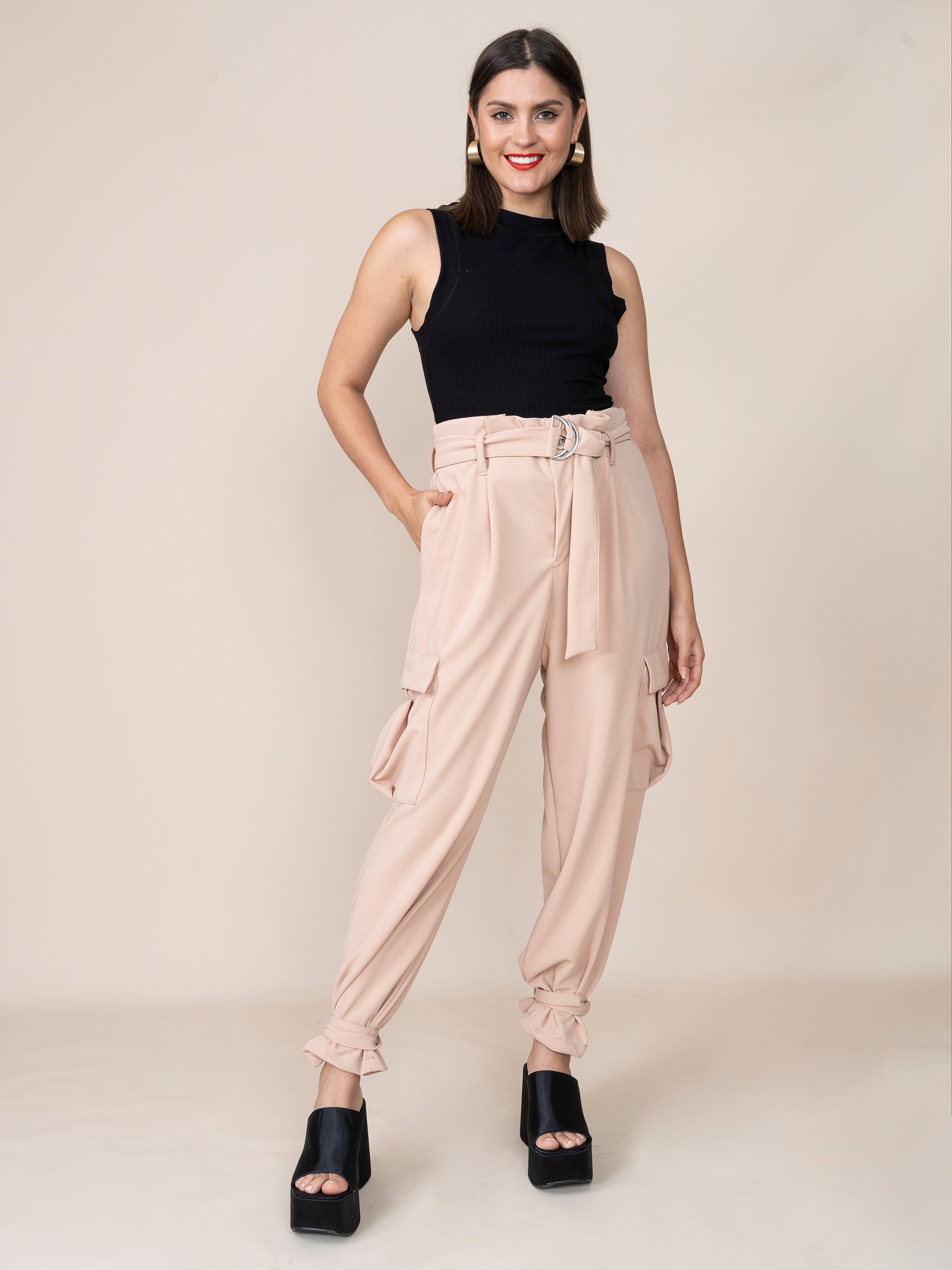 Beige Estela Cargo Pants