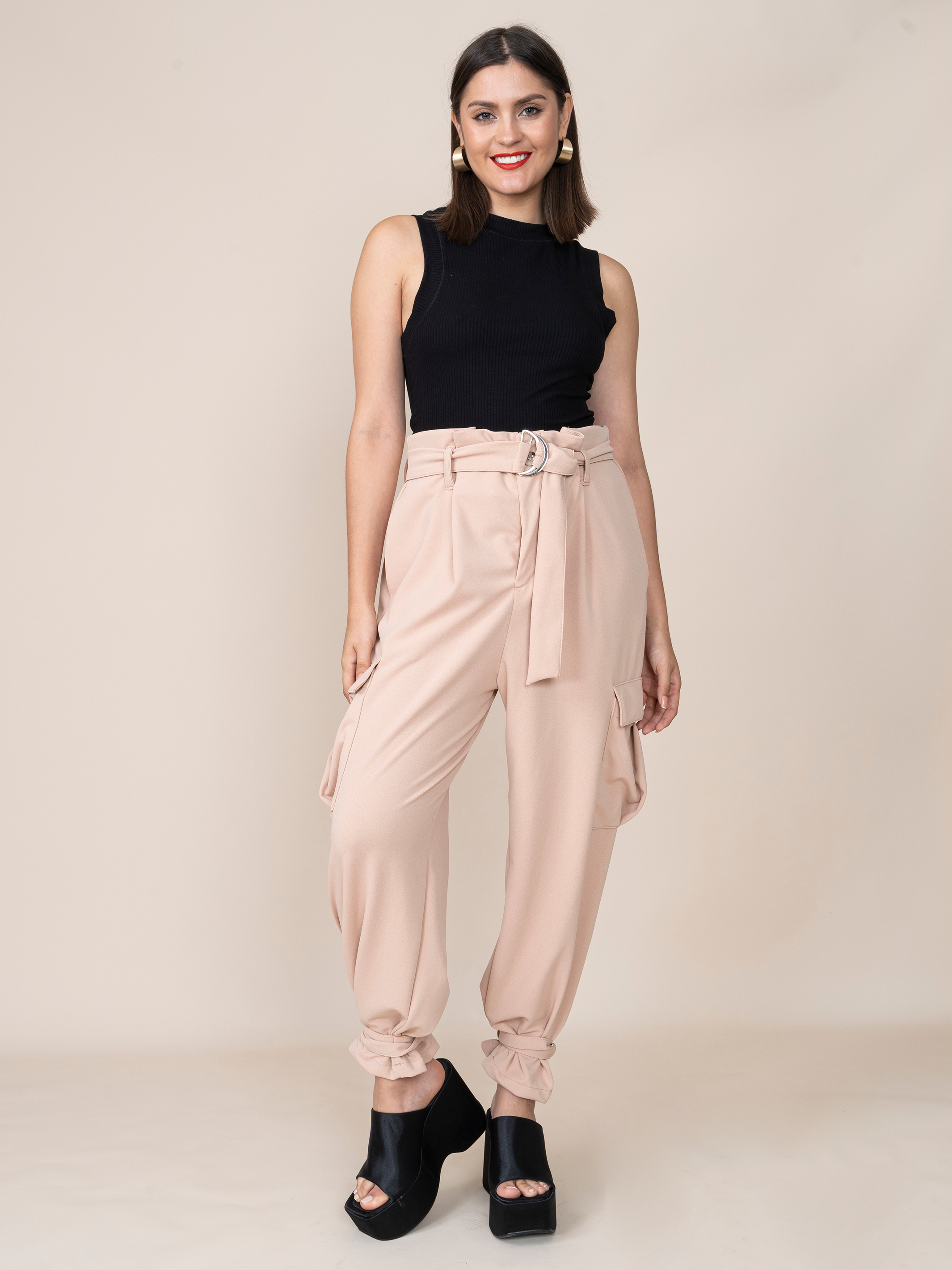 Beige Estela Cargo Pants