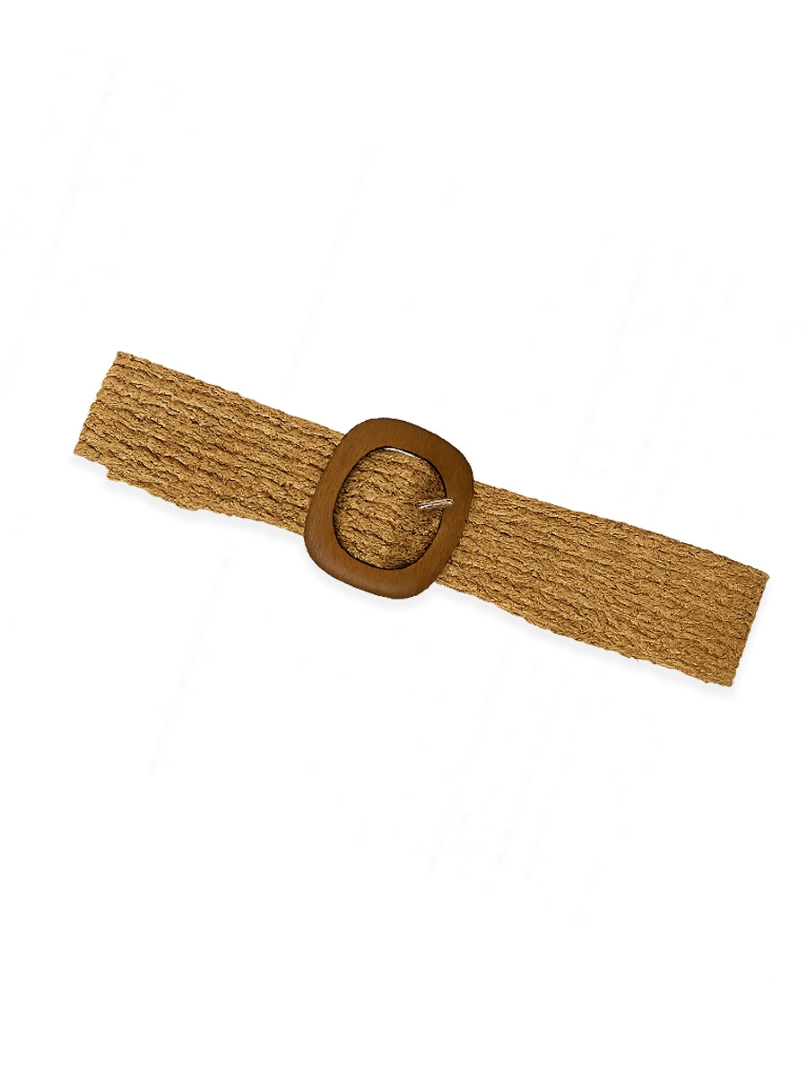 Correa Tejida Beige C/Hebilla de Madera