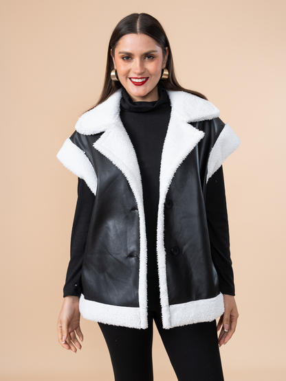 Chaleco Efecto Piel Aurora Negro