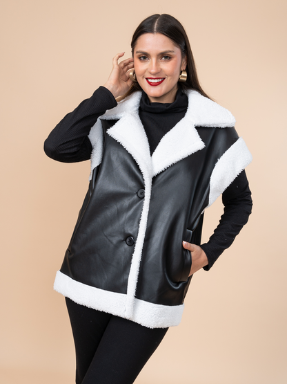 Chaleco Efecto Piel Aurora Negro