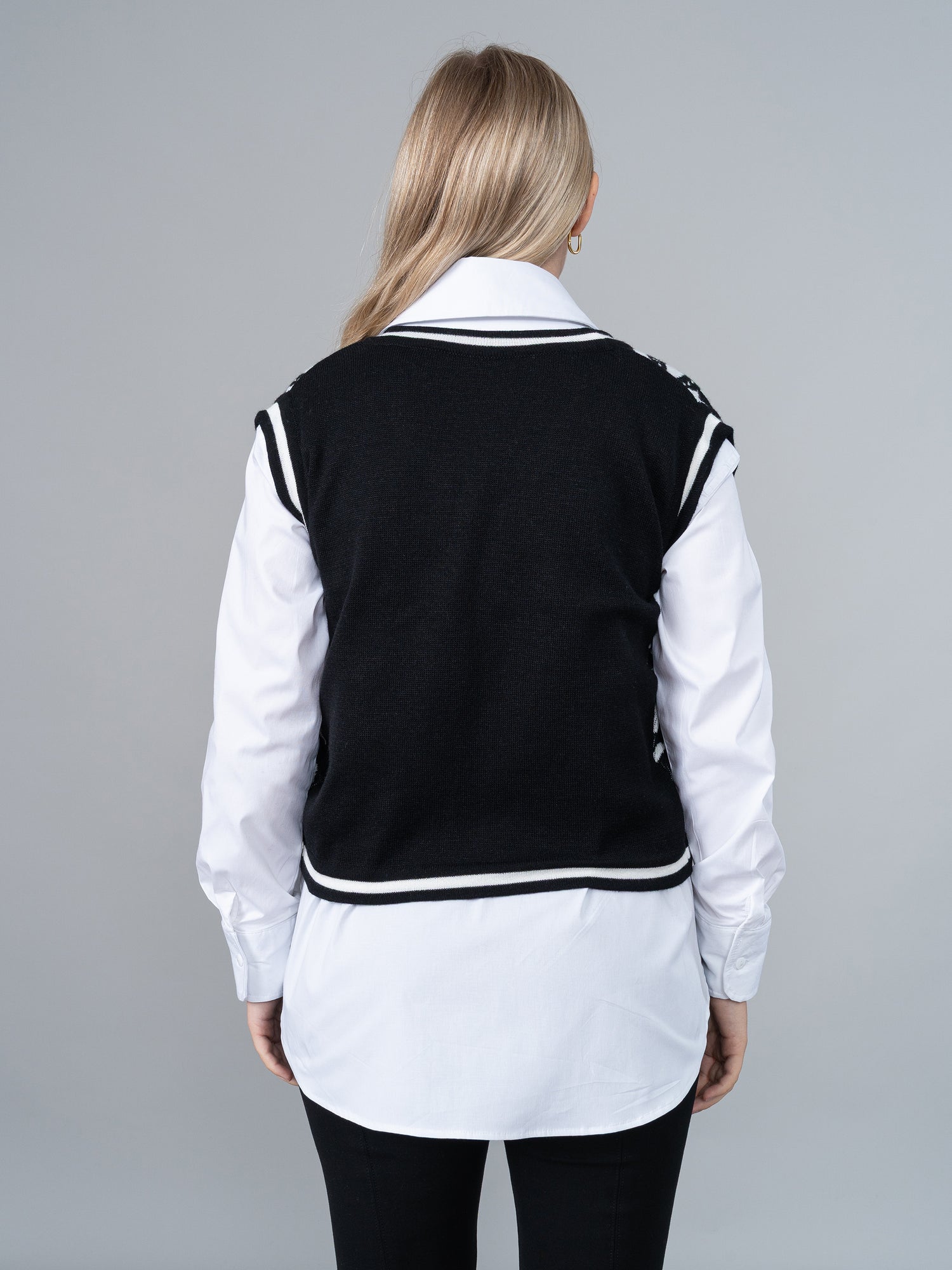 Chaleco Camille Negro/Blanco Tejido
