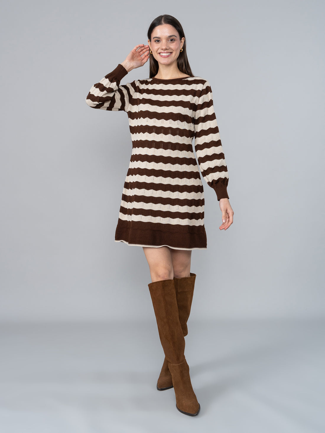 Vestido Tejido Naty Marrón/Beige