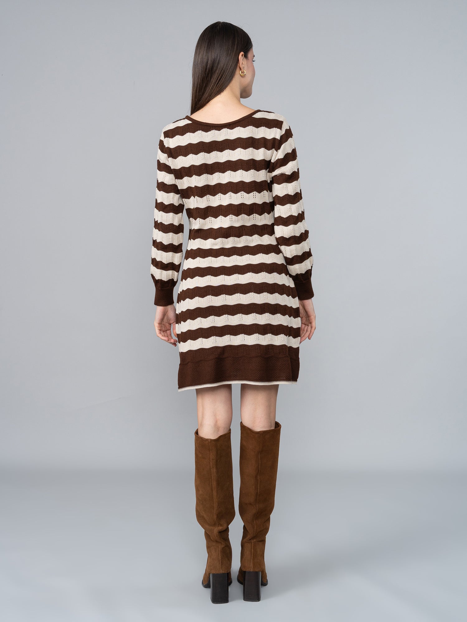 Vestido Tejido Naty Marrón/Beige