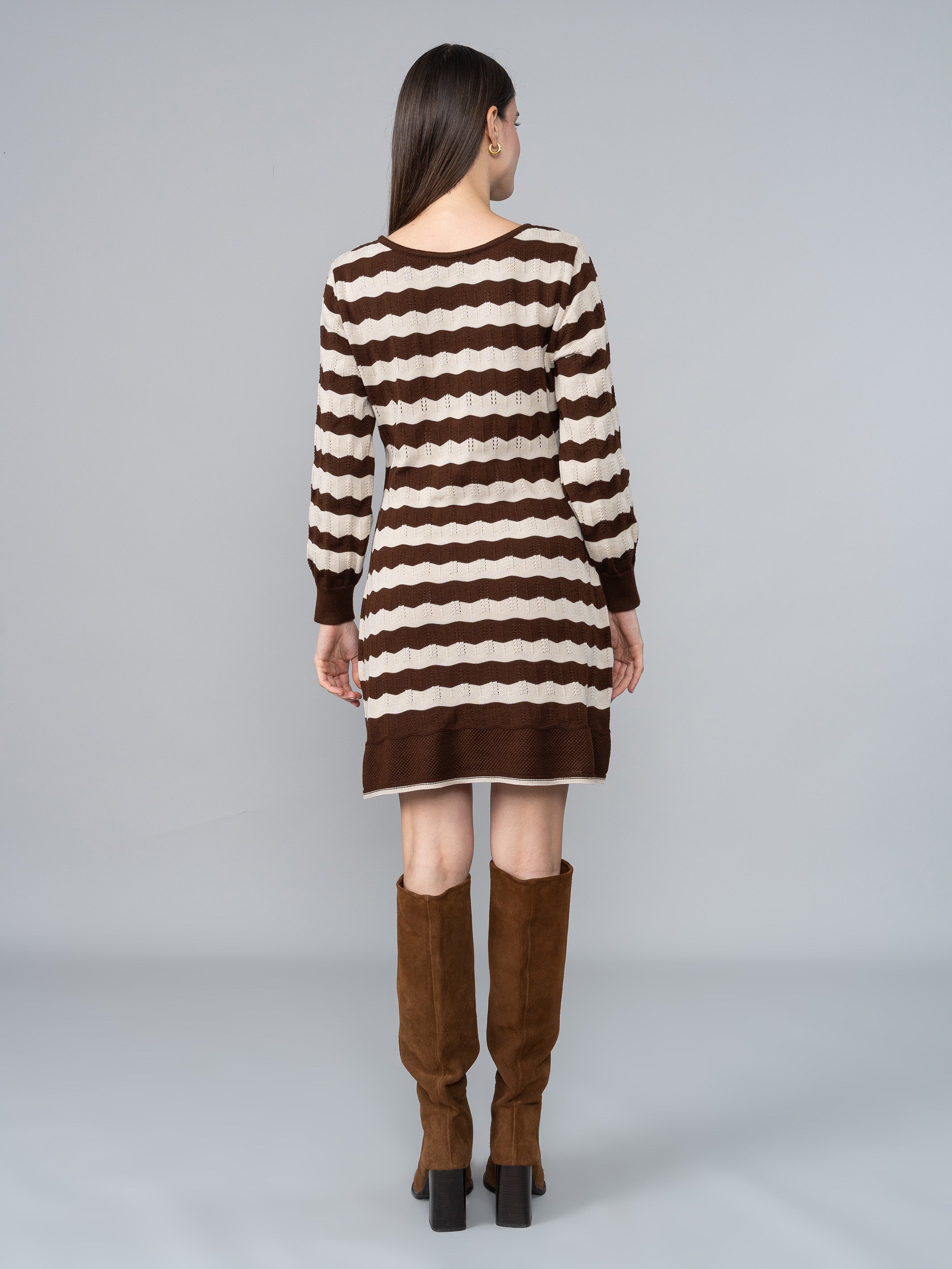 Vestido Tejido Naty Marrón/Beige