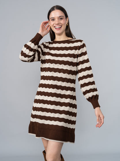 Vestido Tejido Naty Marrón/Beige