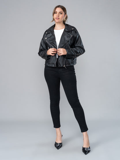 Casaca Amelie Negra en Cuerina