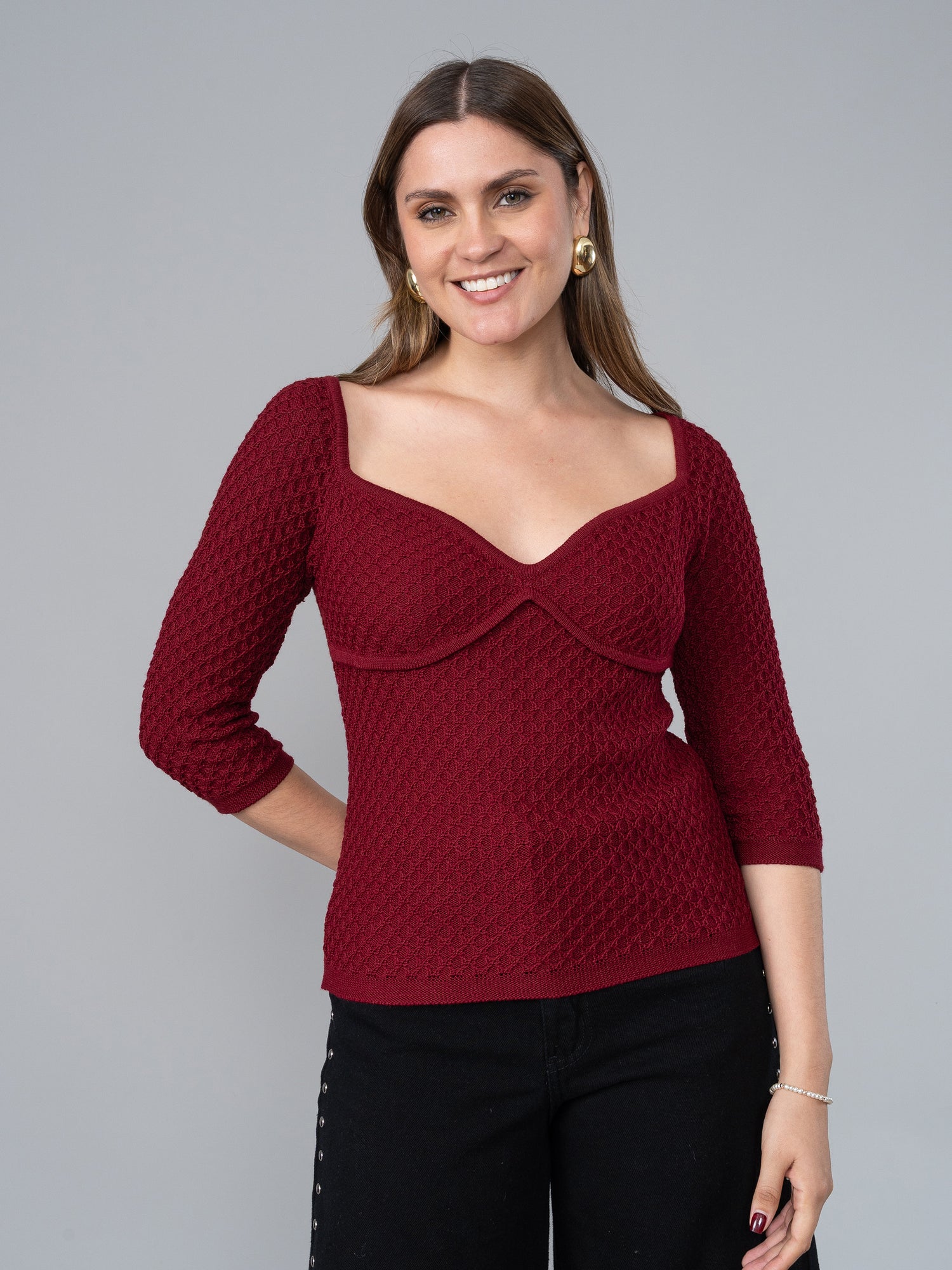 Polo Belén Tejido Guinda
