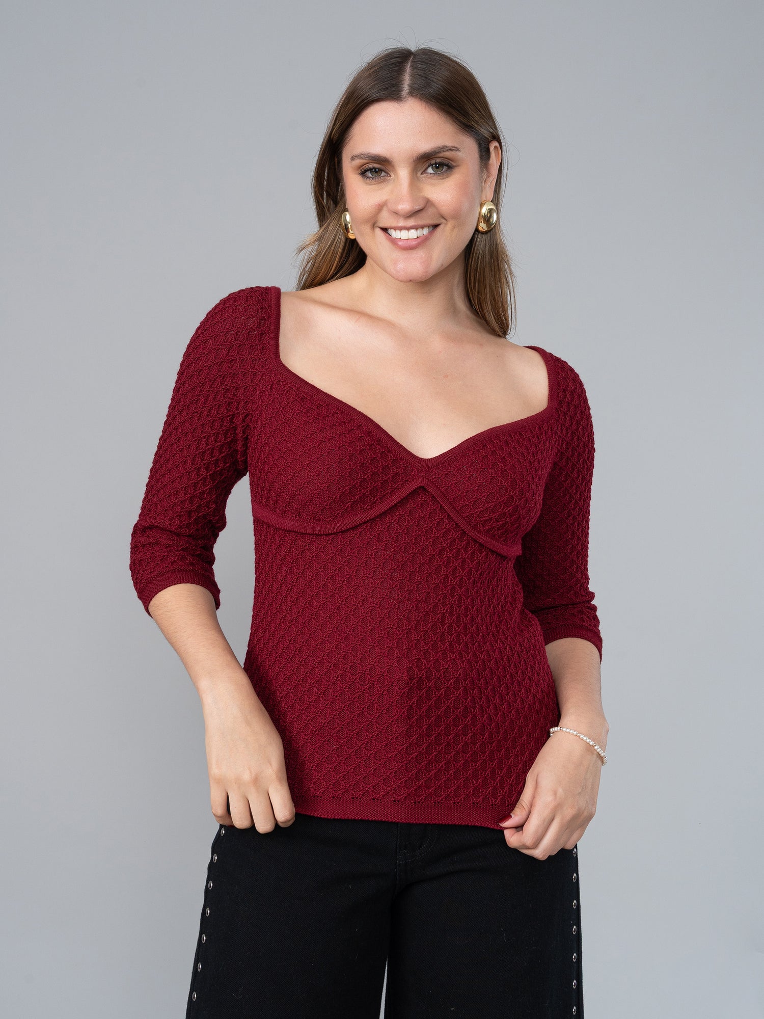 Polo Belén Tejido Guinda