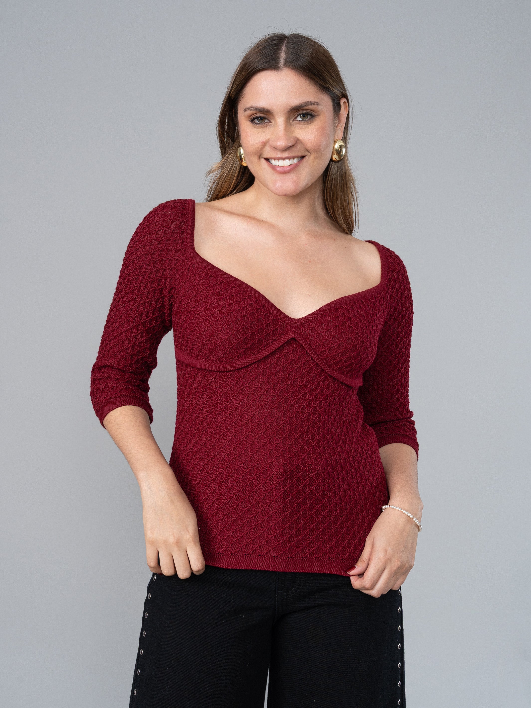 Polo Belén Tejido Guinda