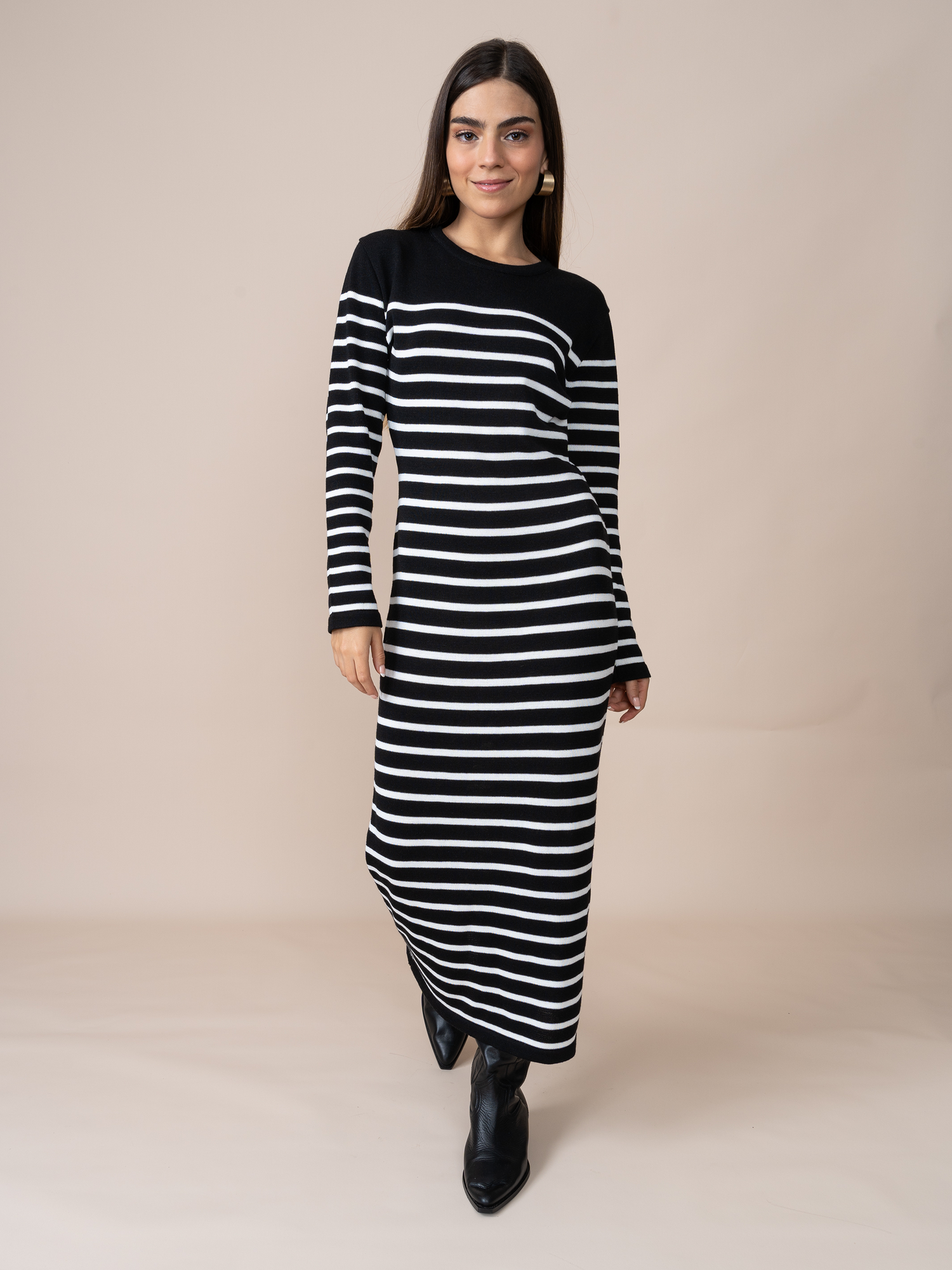 Vestido Tejido Melissa Negro/Blanco