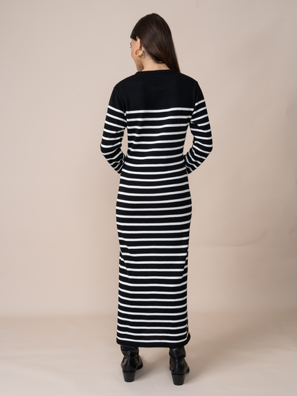Vestido Tejido Melissa Negro/Blanco