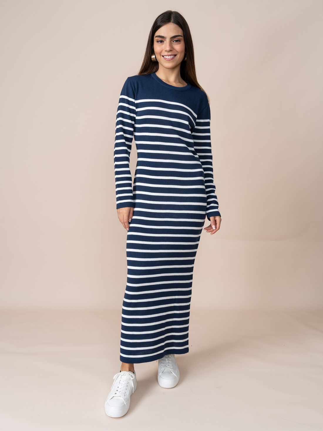Vestido Tejido Melissa Azul/Blanco