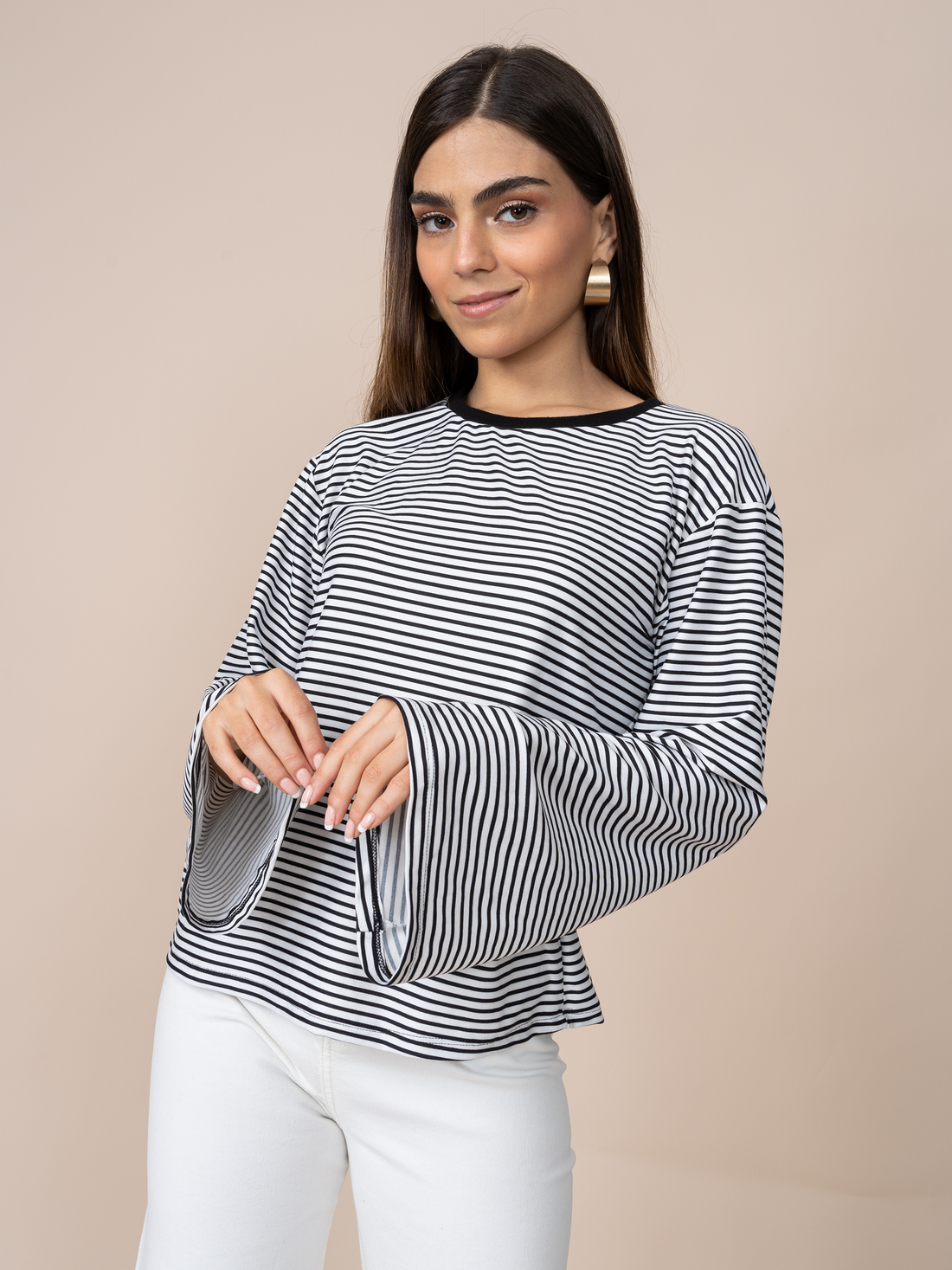 Polo Rayas Crema