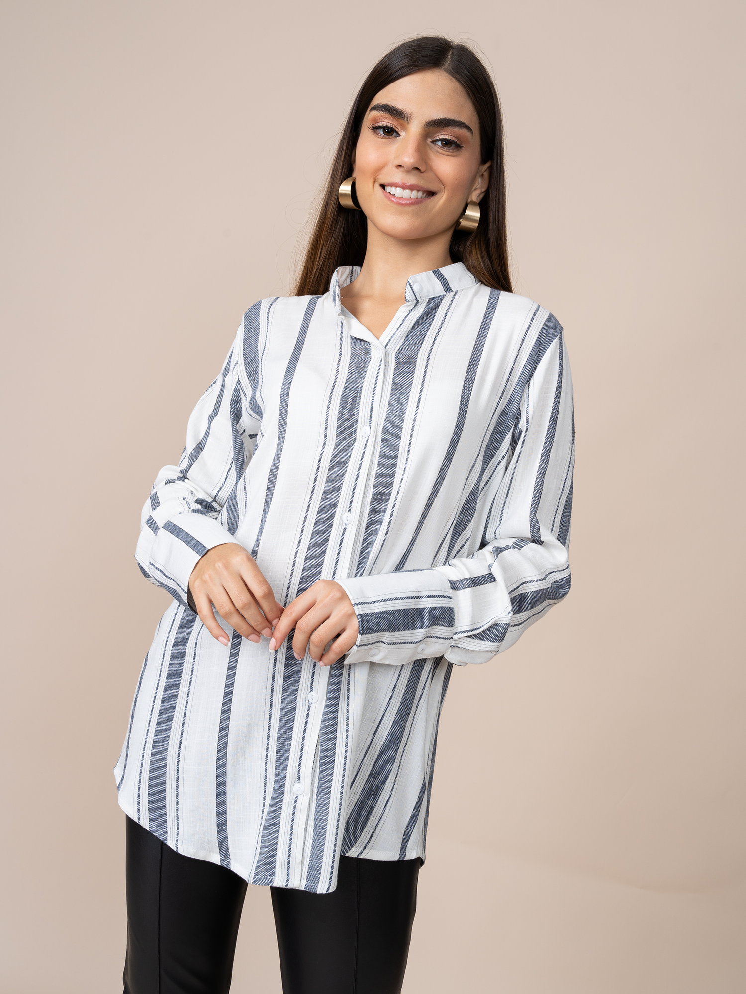 Blusa Gianina Rayas Plomo