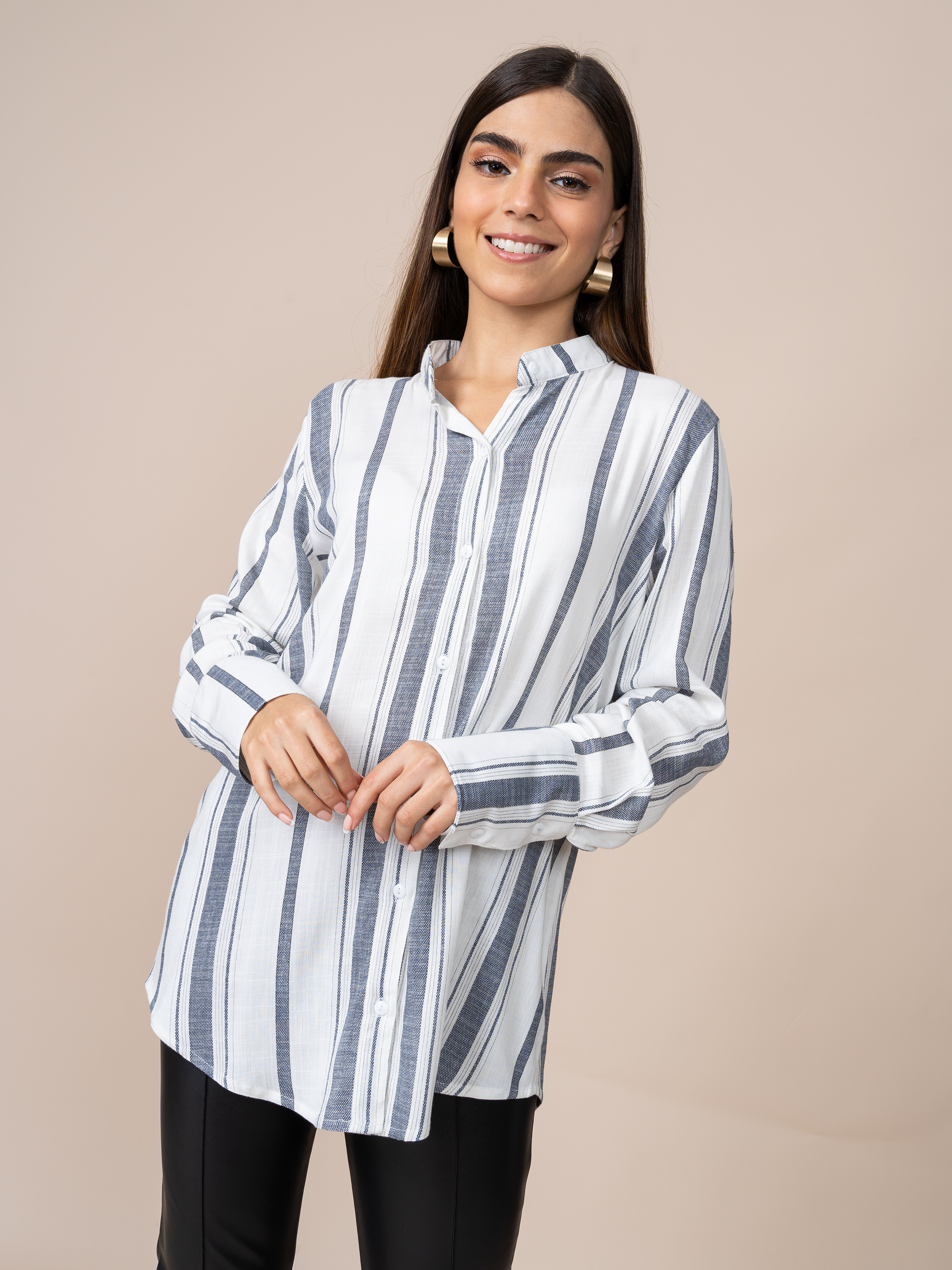 Blusa Gianina Rayas Plomo