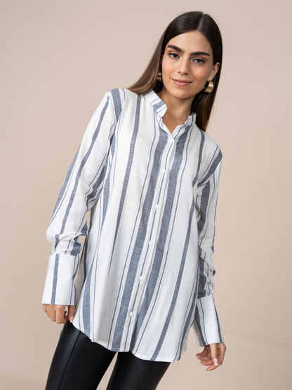 Blusa Gianina Rayas Plomo