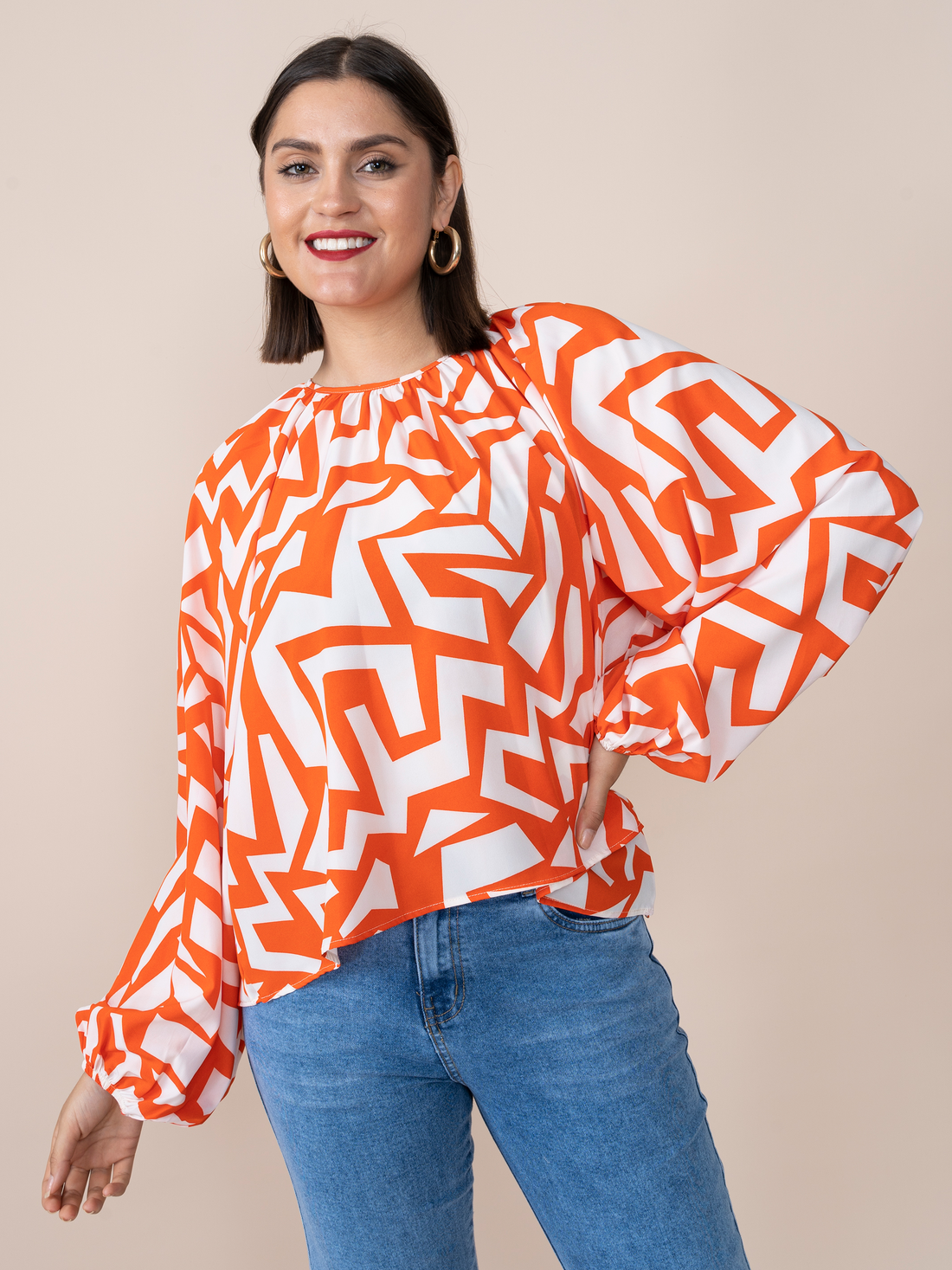 Karina Blouse Leaves Print