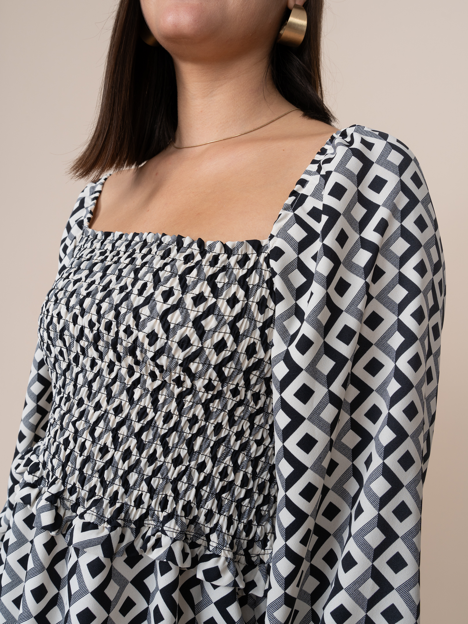 Vestido Lucy Estampado Cuadros Plomo