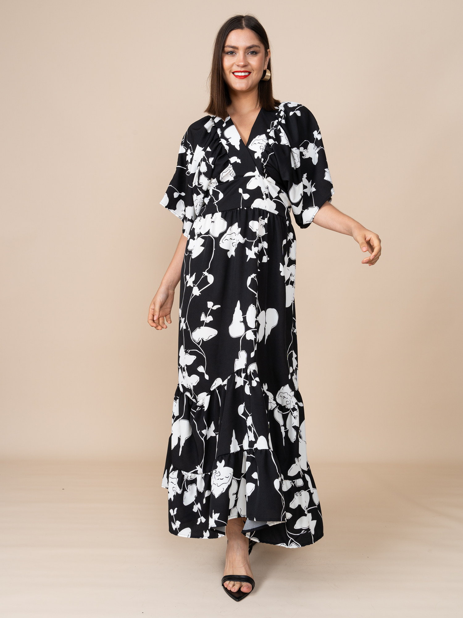 Vestido Fabiola Estampado Negro