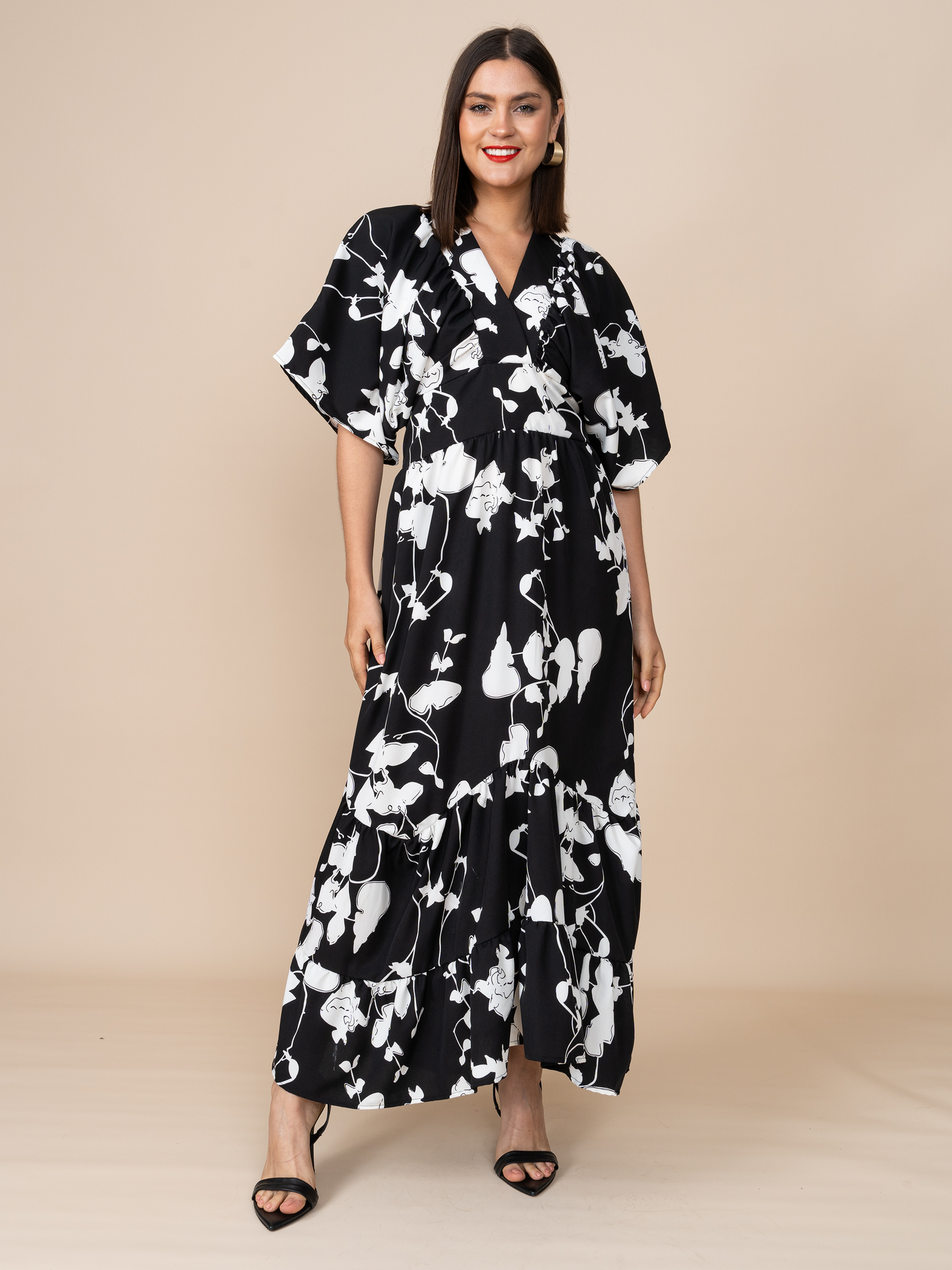Vestido Fabiola Estampado Negro