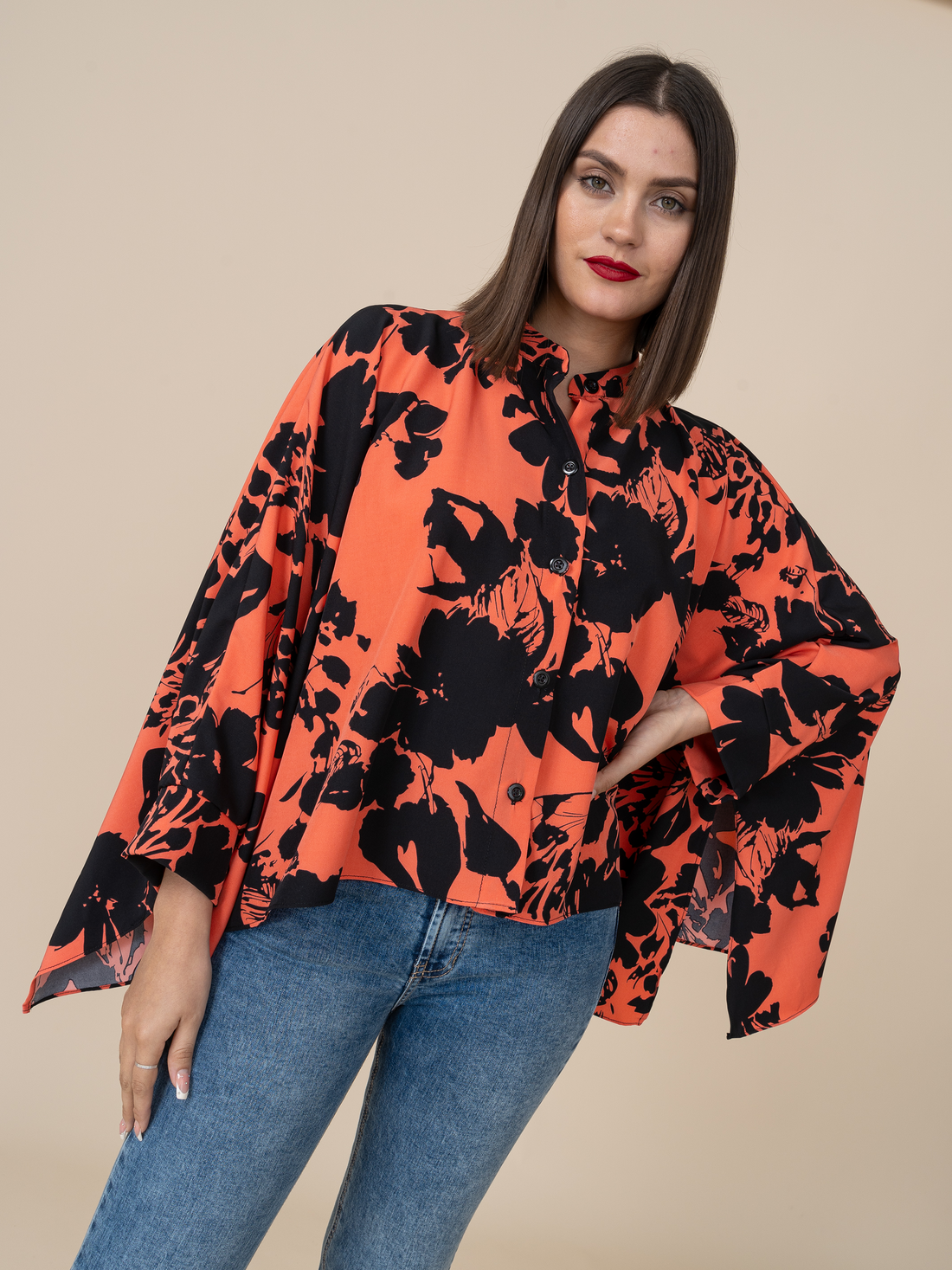Blusa Klase Naranja/Negro