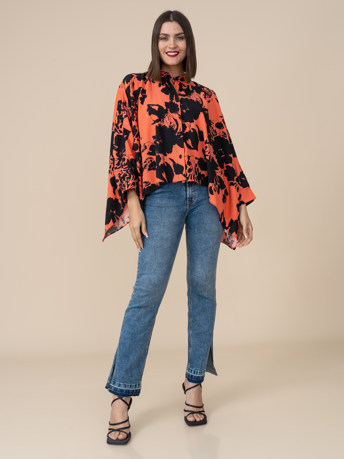 Blusa Klase Naranja/Negro