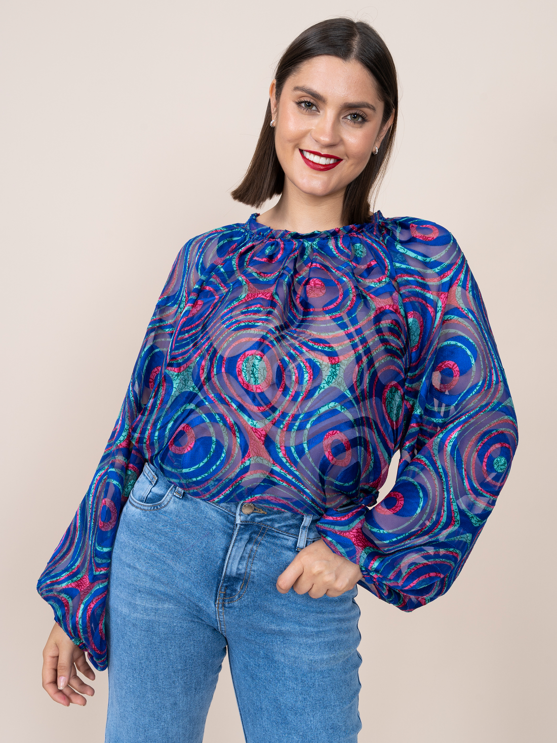 Karina Blouse Leaves Print