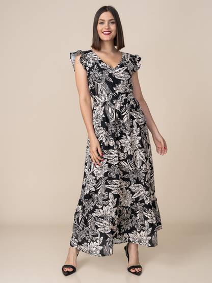 Vestido Marianne Estampado Flores Negras