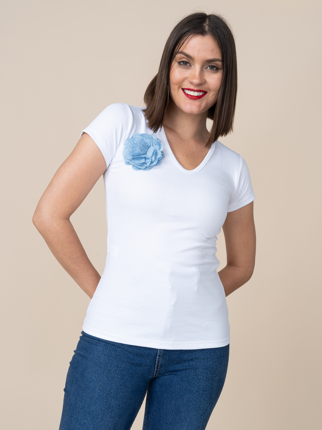 Polo de Algodon Blanco Flor