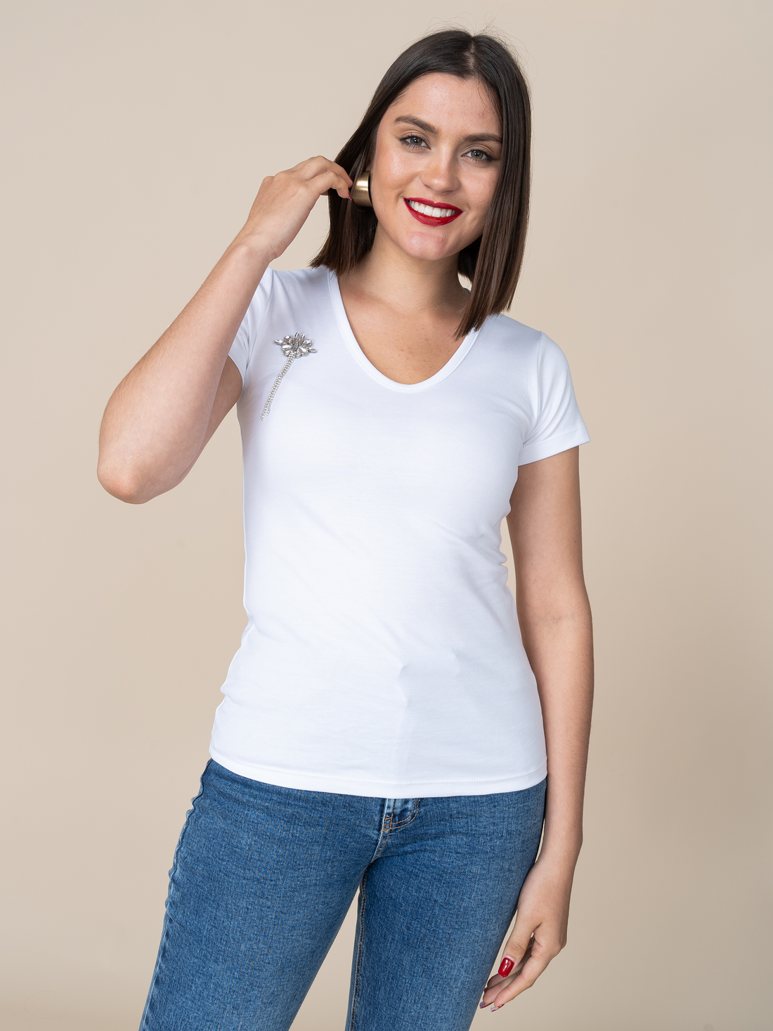 Polo De Algodon Blanco Brillo