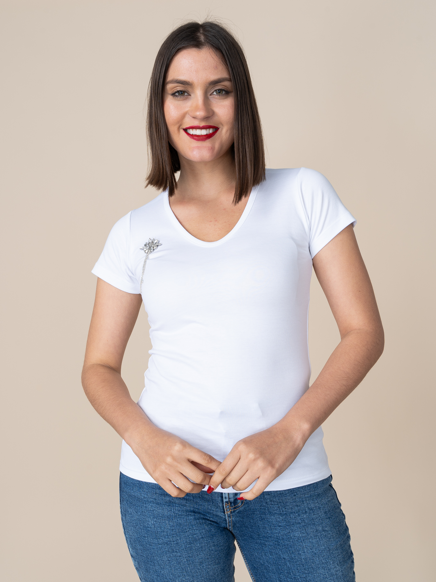 Polo De Algodon Blanco Brillo