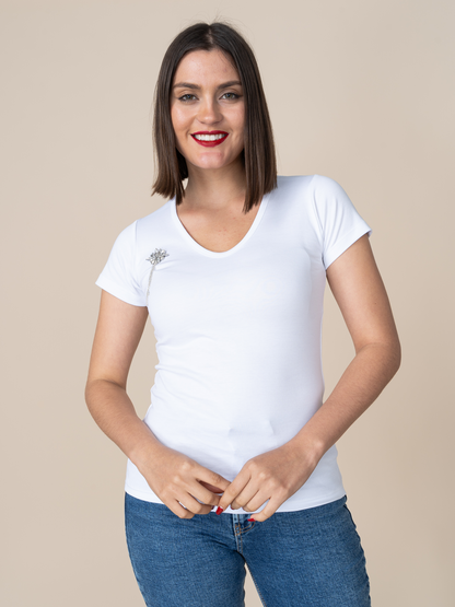 Polo De Algodon Blanco Brillo