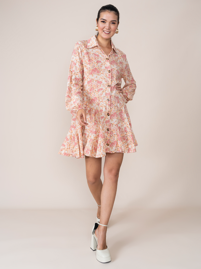 Vestido Aura Estampado Crema
