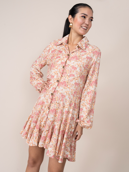 Vestido Aura Estampado Crema