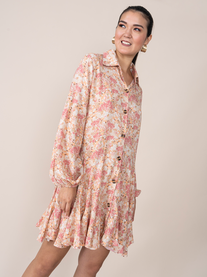 Vestido Aura Estampado Crema