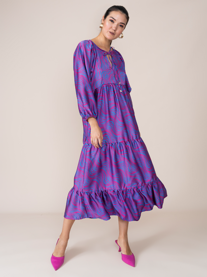 Vestido Lupe Azul/ Fucsia