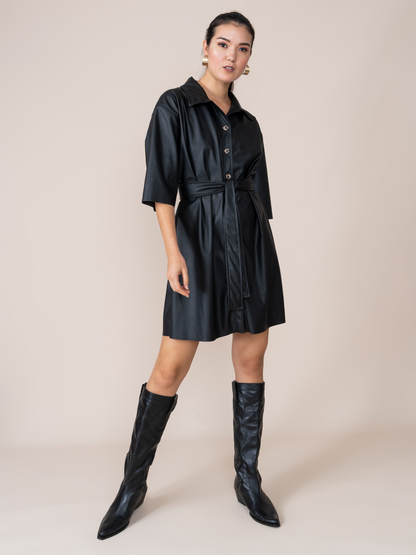 Vestido de Cuerina Alondra Negra