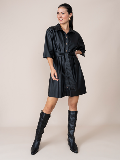 Vestido de Cuerina Alondra Negra