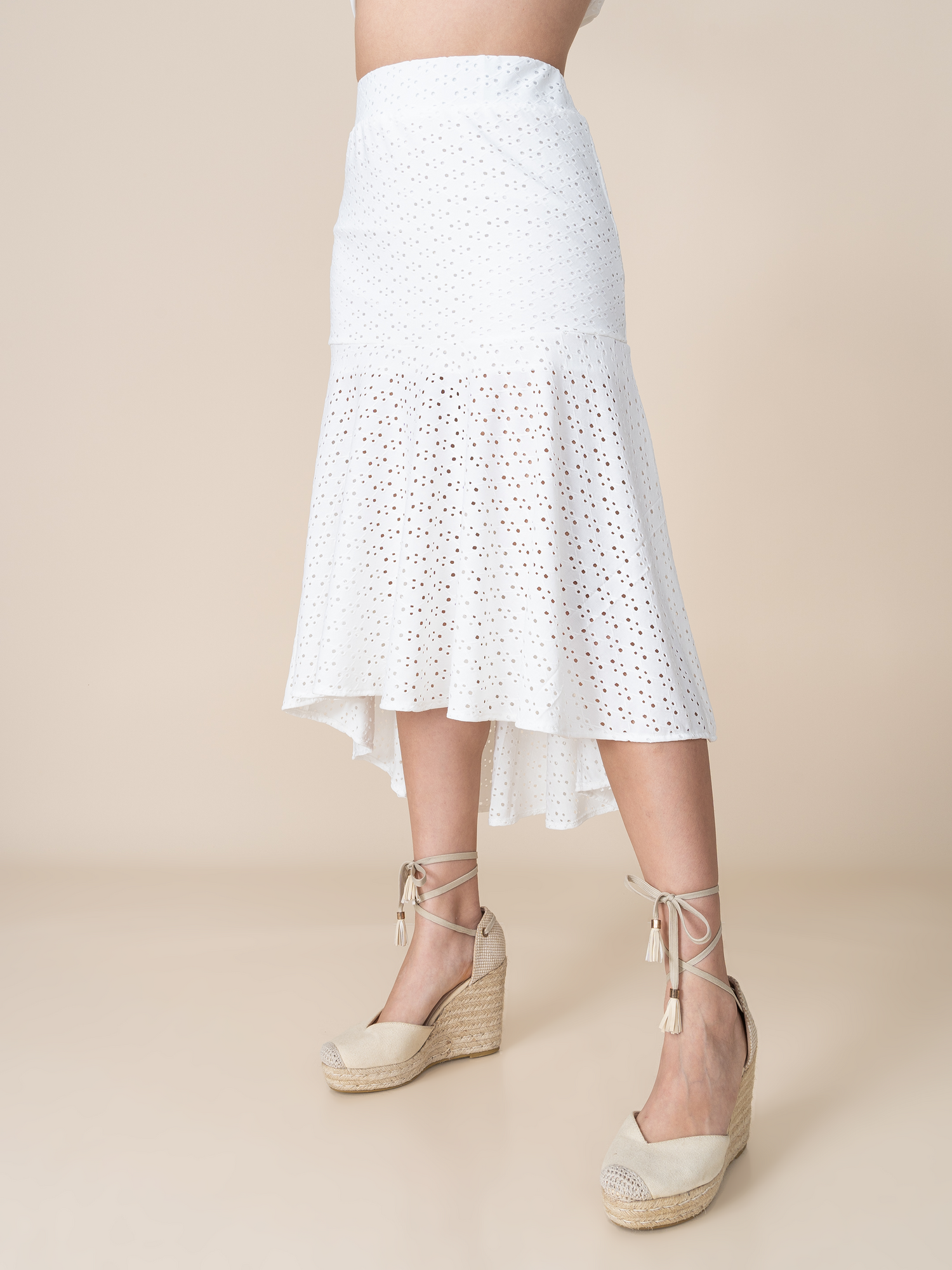 Falda de Broderie Ana Blanco