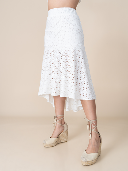 Falda de Broderie Ana Blanco