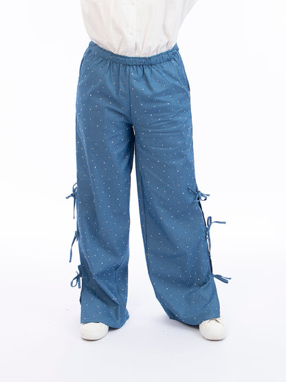 Pantalón Letty  Chambray Celeste de Brillos