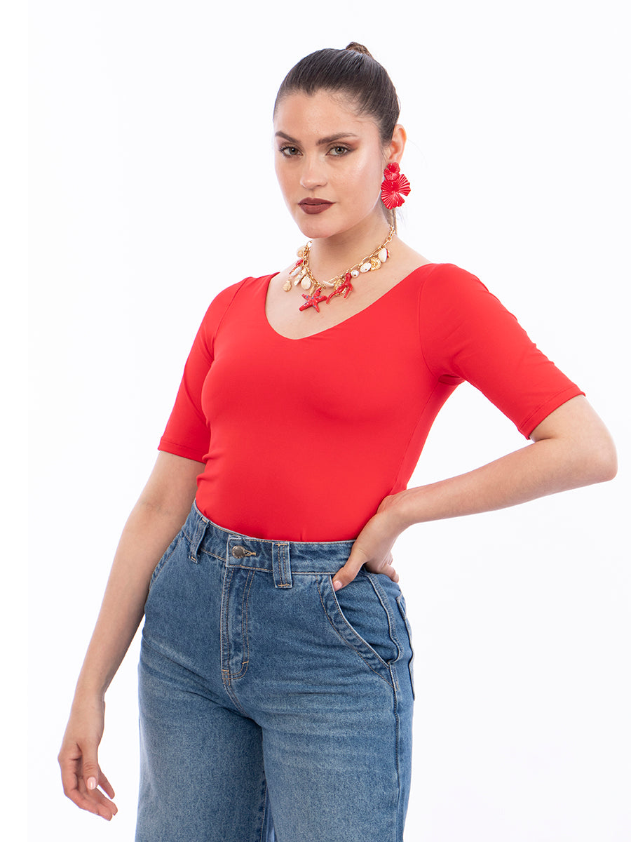 Body Básico Manga Corta Rojo