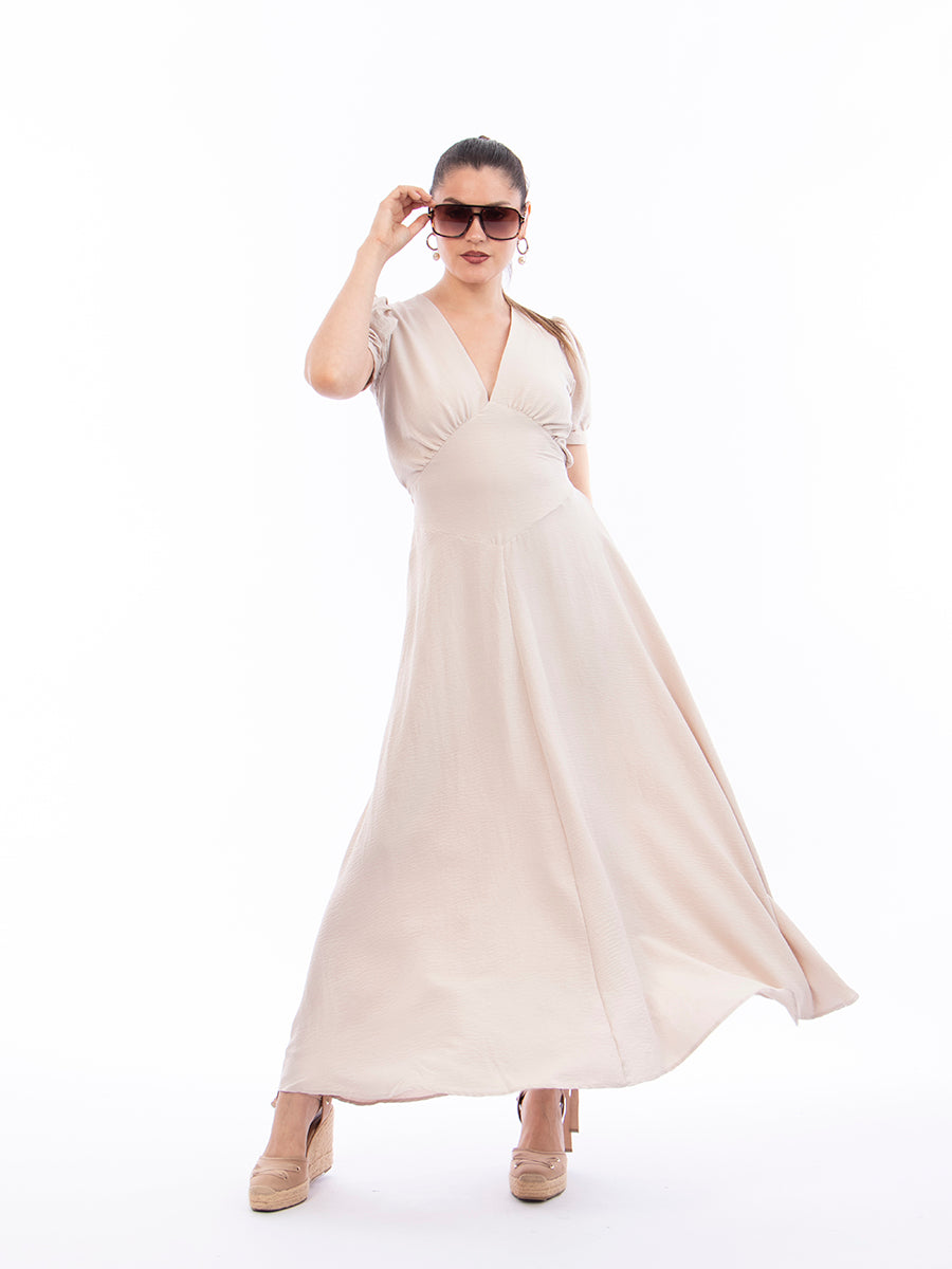 Vestido Helena Polka Beige