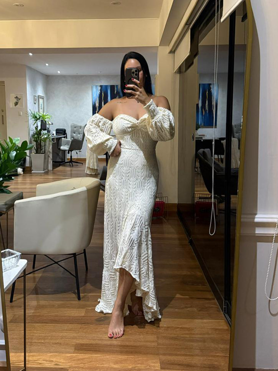 Vestido Tejido Fiore Hueso