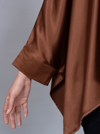 Blusa Cuadrada Café Seda - Blusa de La Matier