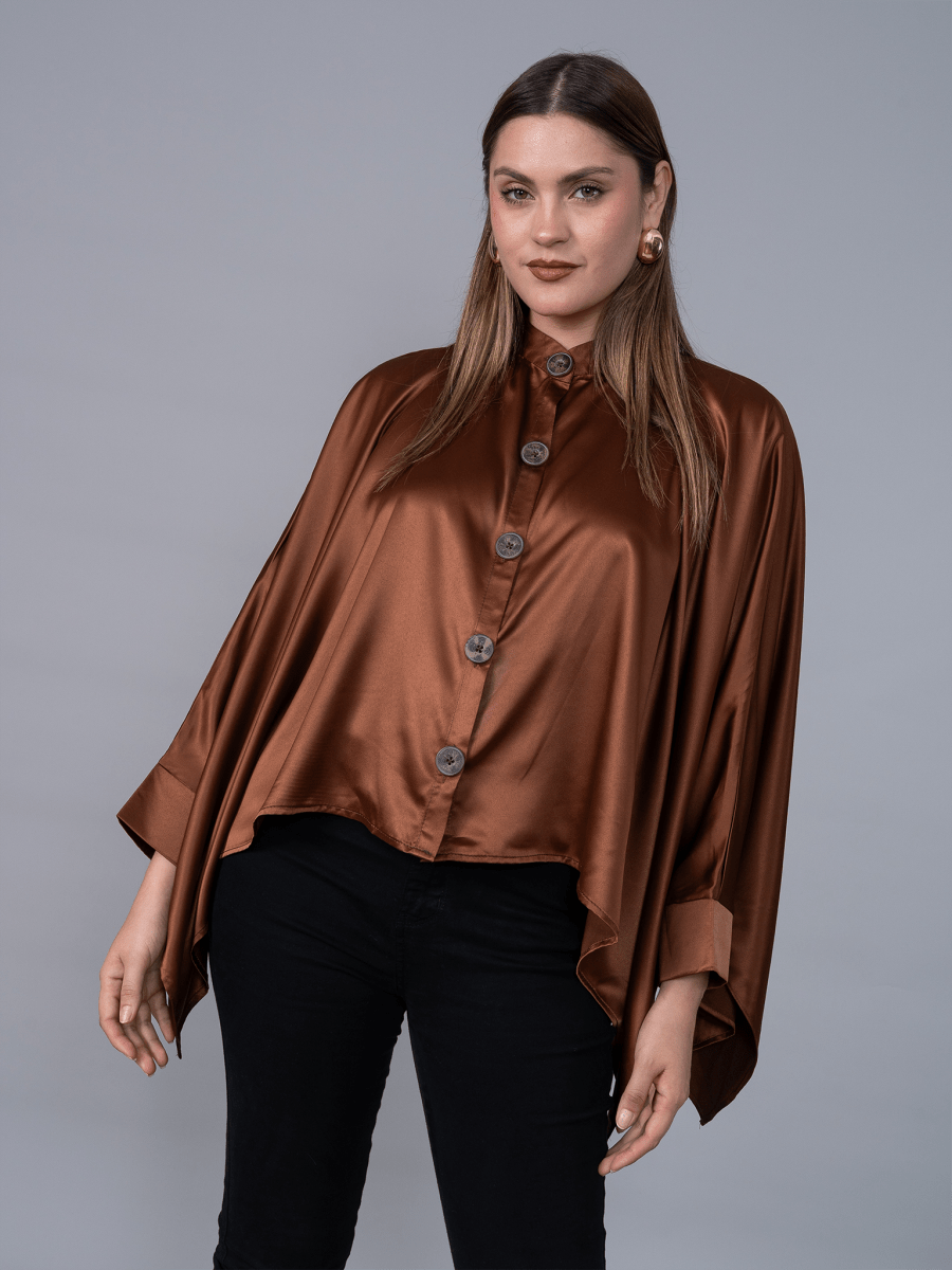 Blusa Cuadrada Café Seda - Blusa de La Matier