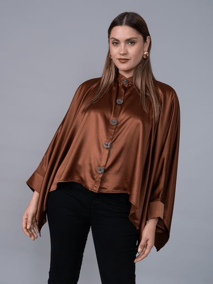 Blusa Cuadrada Café Seda - Blusa de La Matier